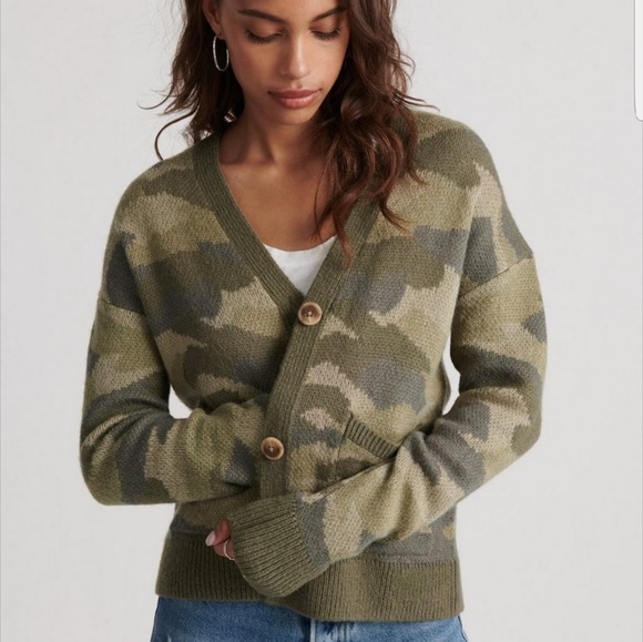 lucky brand camo cardigan
